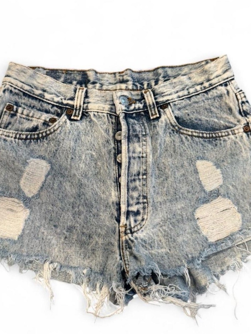 Levi's Light Blue Distressed Denim Shorts